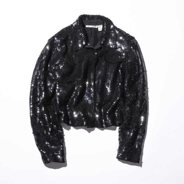 Vintage《NEW PORT NEWS》Black Sequin Tracker Type Jacket