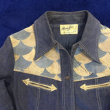 Vintage《Beau Jack》Scales Leather Switching Denim Shirt