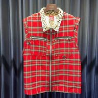 Vintage《DOG PILE》Tartan Check&Leopard Punk Vest