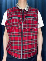 Vintage《DOG PILE》Tartan Check&Leopard Punk Vest