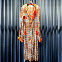 Vintage Orange Collar Flannel Smoking Robe