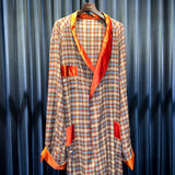 Vintage Orange Collar Flannel Smoking Robe