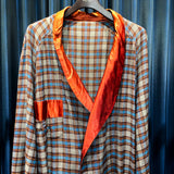 Vintage Orange Collar Flannel Smoking Robe