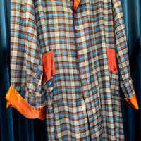 Vintage Orange Collar Flannel Smoking Robe