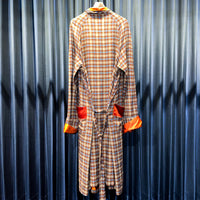 Vintage Orange Collar Flannel Smoking Robe