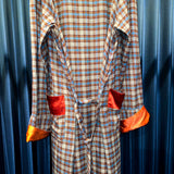 Vintage Orange Collar Flannel Smoking Robe