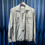 Vintage  《Ashfield》 Charcoal Border Patterned Rayon Shirt