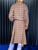 Vintage Orange Collar Flannel Smoking Robe