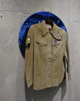 Vintage《WOOD STOCK》1970s Wappen Suedes Leather Shirt