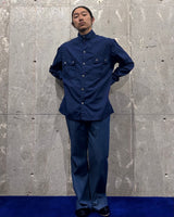 Vintage《Obermeyer》1970s Silver Square Button Stand Collar Shirt