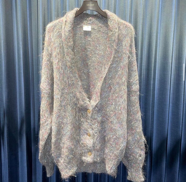 Vintage《Quills》Long Hair Marble Mohair Cardigan