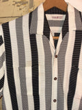 Vintage 1950s《a luxurious》Monotone Striped Short Sleeve Open-collar Rayon Shirt