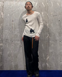 Vintage《Le Roy KNIT WEAR》1970s “Black Poodle” Embroidered Square-neck