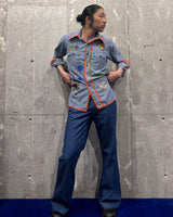 Vintage《JC Penney》1970s Patchwork Chambray Shirt