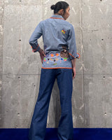 Vintage《JC Penney》1970s Patchwork Chambray Shirt