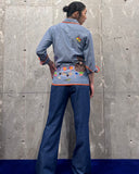 Vintage《JC Penney》1970s Patchwork Chambray Shirt
