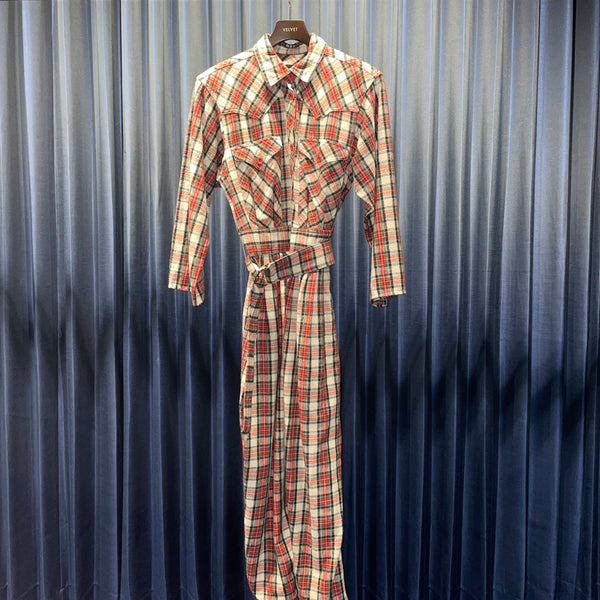 Vintage《KAREN ALEXANDER》Cotton Flannel Tartan Check Jump Suit