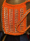 Vintage Orange Knit×Pull Tab Shoulder Bag