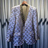 Vintage 《first nighter》Blue Rose Patterned Disco Jacket