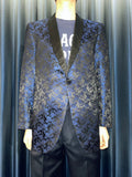 Vintage 《first nighter》Blue Rose Patterned Disco Jacket