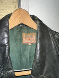Vintage《HAELSON》Deep Green Double-breasted Leather Riders Jacket