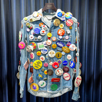 Vintage《Sears Fashions》 Button Badges Denim Shirt