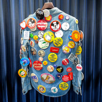 Vintage《Sears Fashions》 Button Badges Denim Shirt