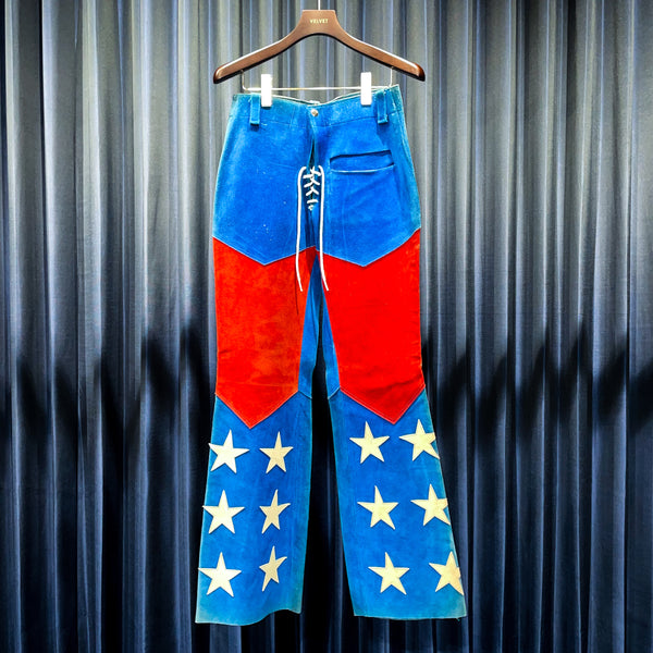 Vintage 70s Stars&Stripes Color Suede Pants