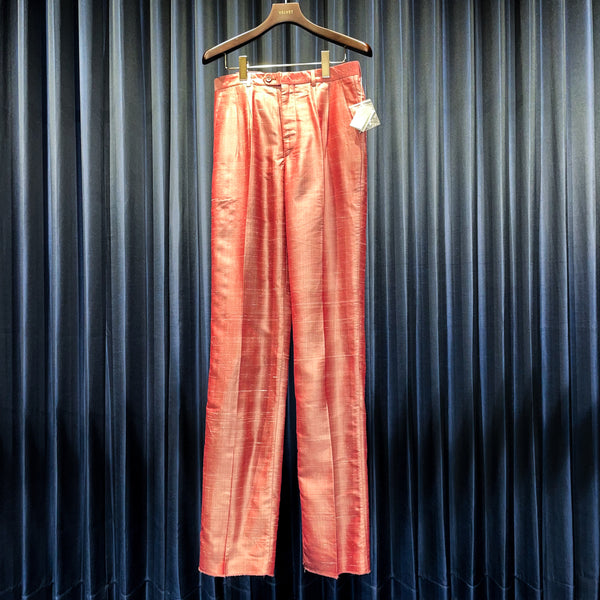 Vintage 《Carracci》 Splash Patterned Silk Burgundy Slim Slacks