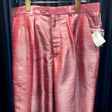 Vintage 《Carracci》 Splash Patterned Silk Burgundy Slim Slacks