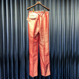 Vintage 《Carracci》 Splash Patterned Silk Burgundy Slim Slacks