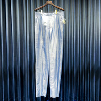 Vintage 《Carracci》 Splash Patterned Silk Navy Blue Slim Slacks