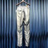 Vintage 《Carracci》 Splash Patterned Silk Gray Slim Slacks