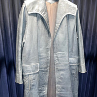 Vintage Shiny Steel Blue Leather Jacket