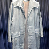 Vintage Shiny Steel Blue Leather Jacket