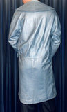 Vintage Shiny Steel Blue Leather Jacket