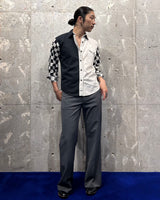 Vintage《Sassa》1980s Checker Sleeves Shirt