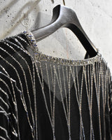 Vintage 1970s Glitter Beaded Silk Short Sleeve Shirt