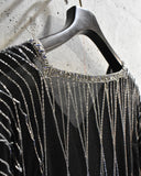 Vintage 1970s Glitter Beaded Silk Short Sleeve Shirt
