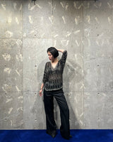 Vintage 1970s Glitter Beaded Silk Short Sleeve Shirt