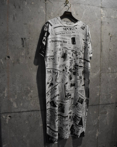 Vintage 1990s《Anvil》Newspaper Print Long T-shirt