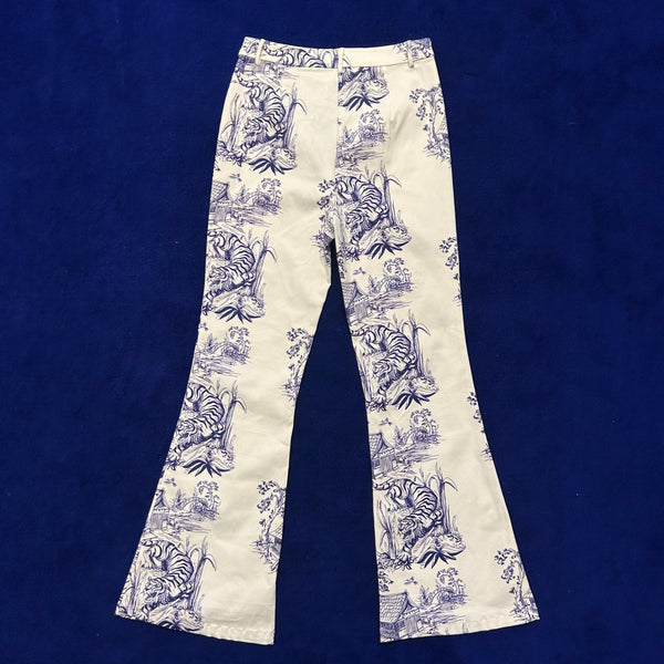 Vintage《FINESSE》Oriental Tiger Patterned  Boots-cut Pants