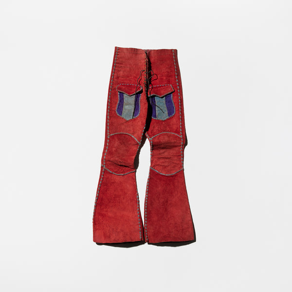 Vintage Red Suede Flare Pants