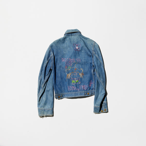 Vintage “BE NICE TO ME i HAD a HARD DAY.” Embroidered Denim Jacket