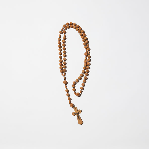 Antique Wood Cross Long Necklace